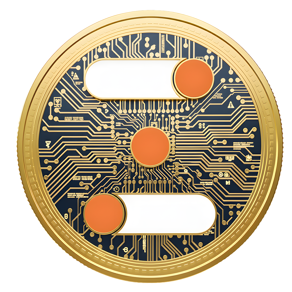 The Eezicoin EZC token rendered as a gold and metal coin